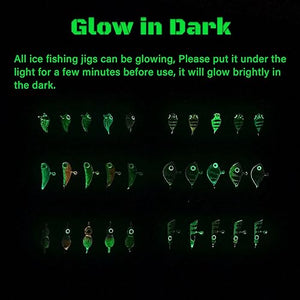 KJEIM Glow Ice Fishing Jigs Kit