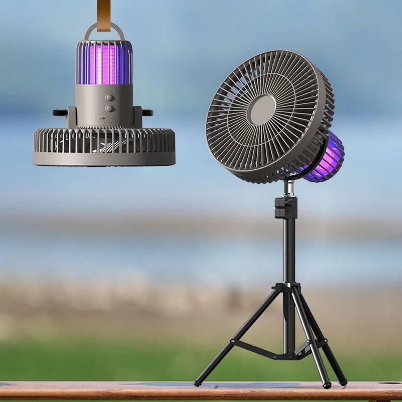 Camping Fan Bug Zapper w/Light & Phone Charger
