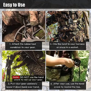 Treestand Gear Hoist, 29.5 Ft Retractable Bow & Gear Hoist for Hunting